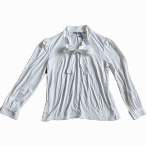 Soft Blouse Shirt With Button Wrists & Bow Collar